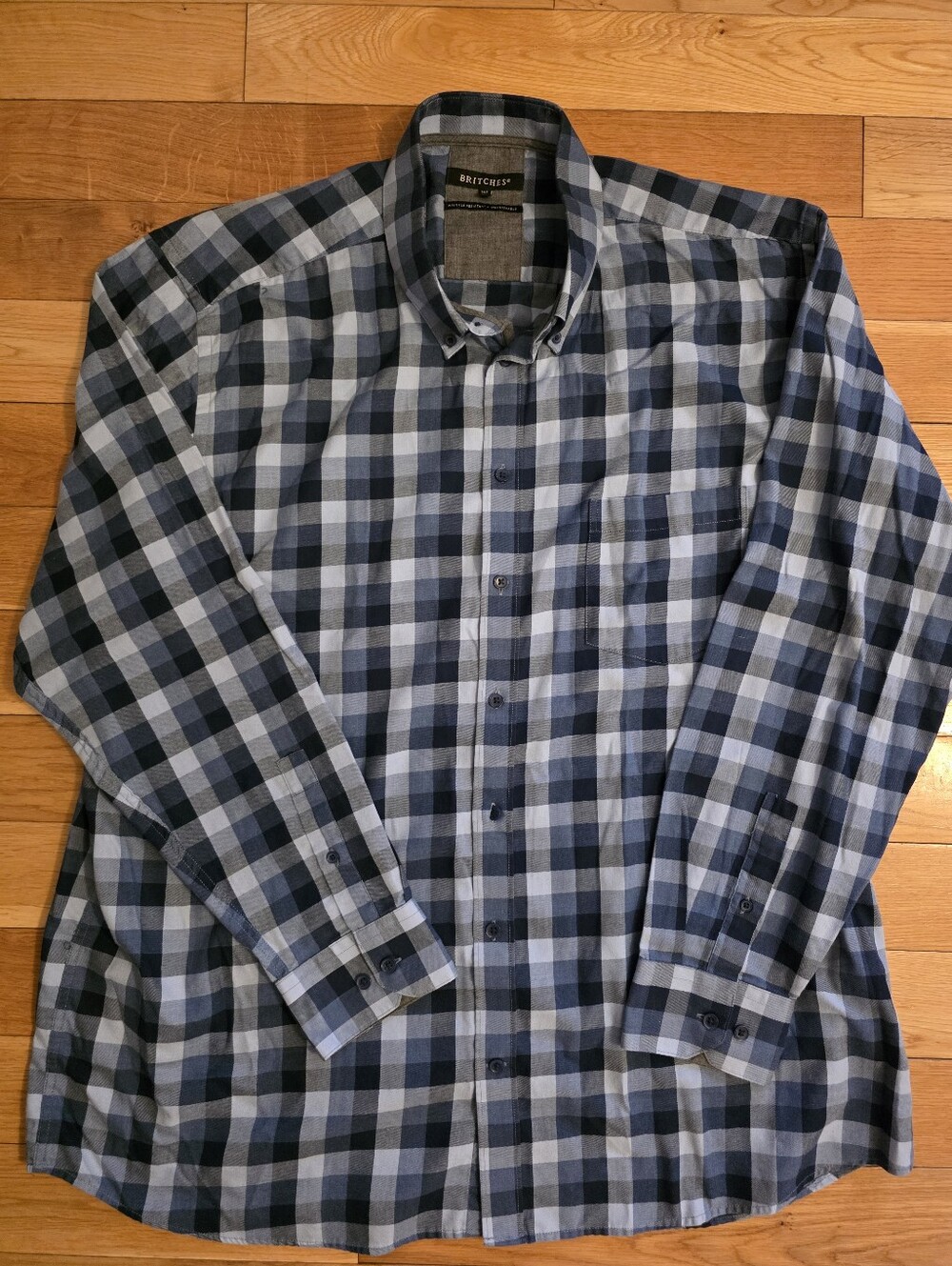 Men’s Britches Blue and Gray Plaid Button-Down Shirt - Size XXLT / 2XLT